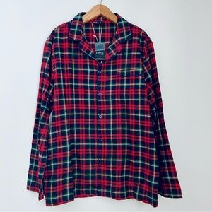 OVS Man Underwear Cotton Plaid Flannel Pajama Shirt